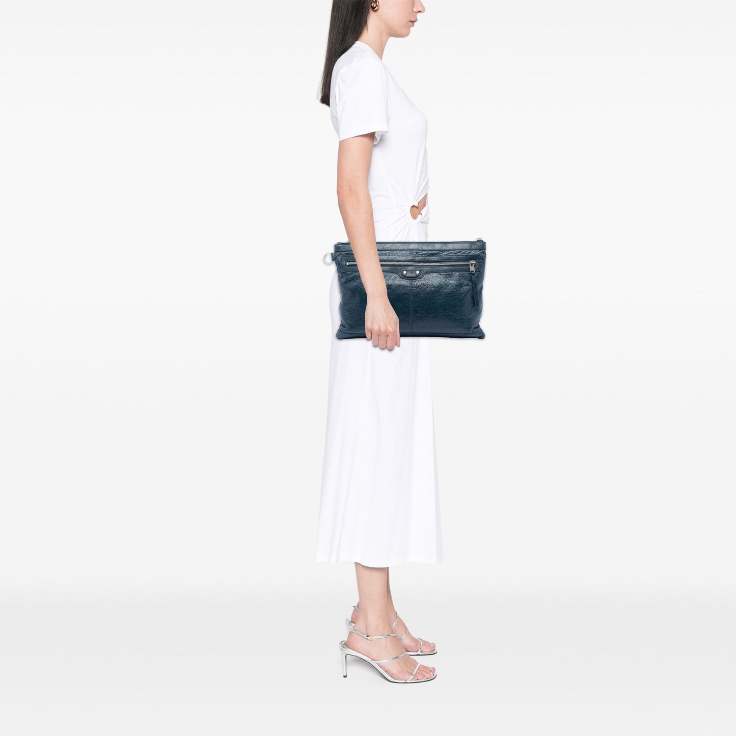 Balenciaga Lambskin Motocross Classic Clip L Clutch