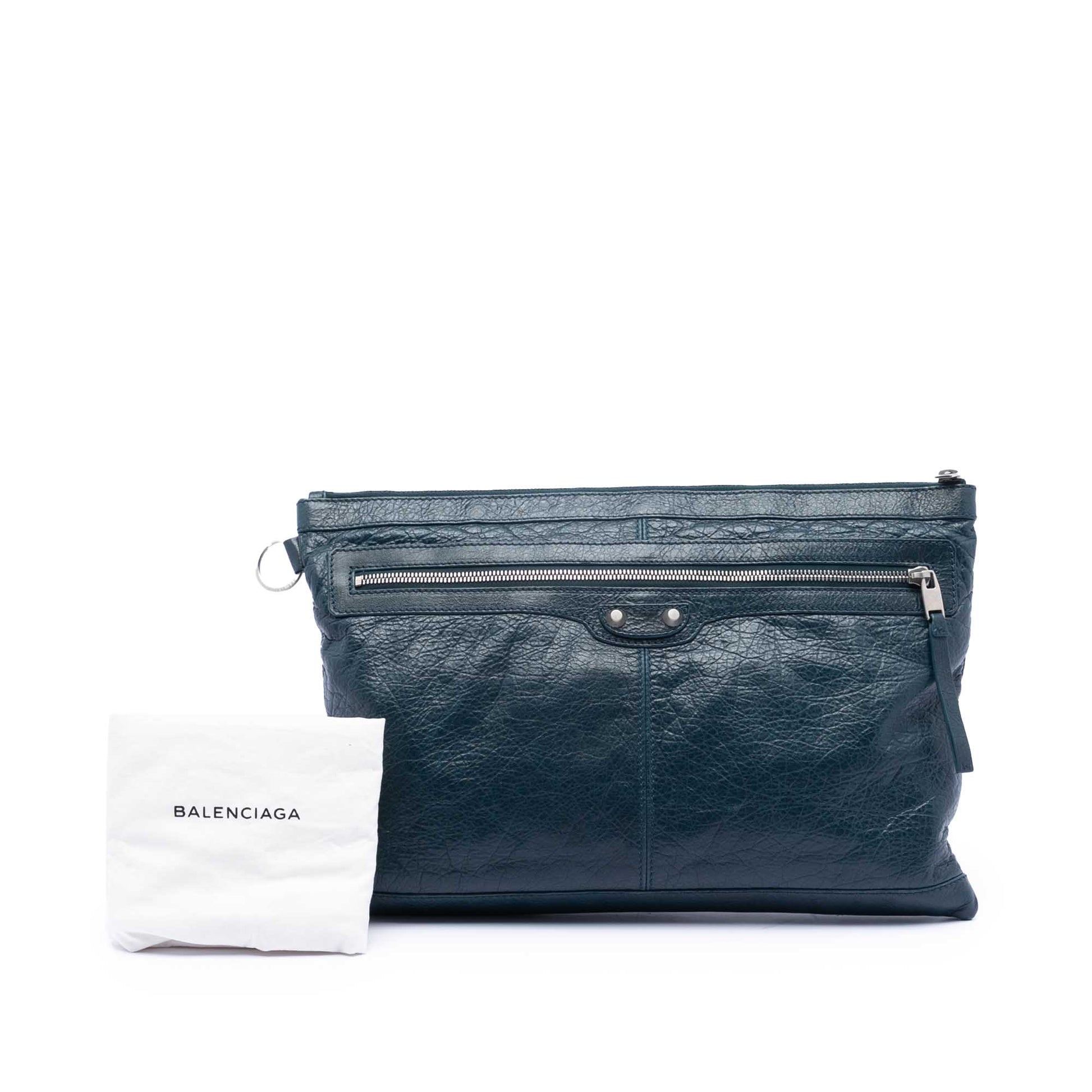 Balenciaga Lambskin Motocross Classic Clip L Clutch