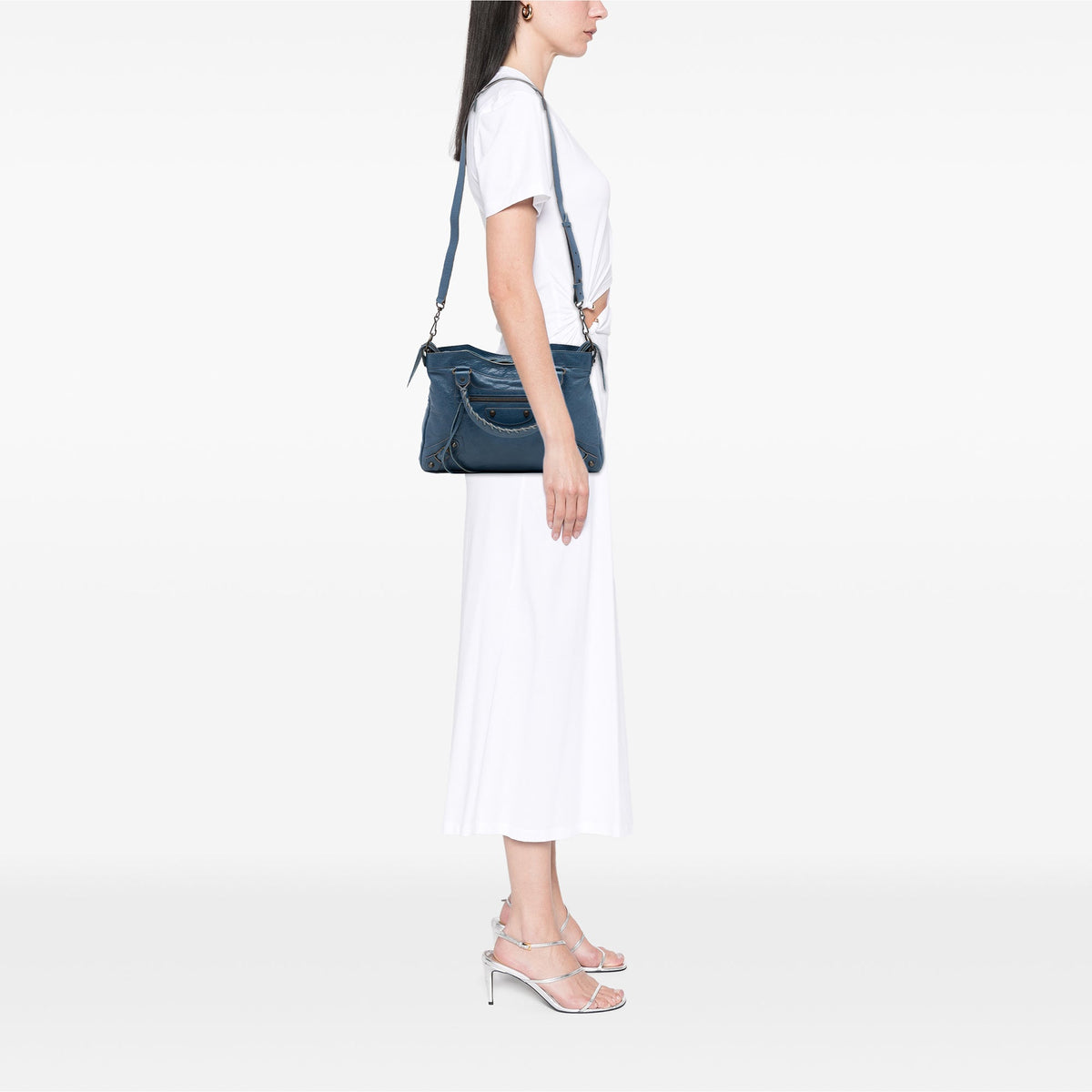 Balenciaga Lambskin Motocross Classic Town Satchel