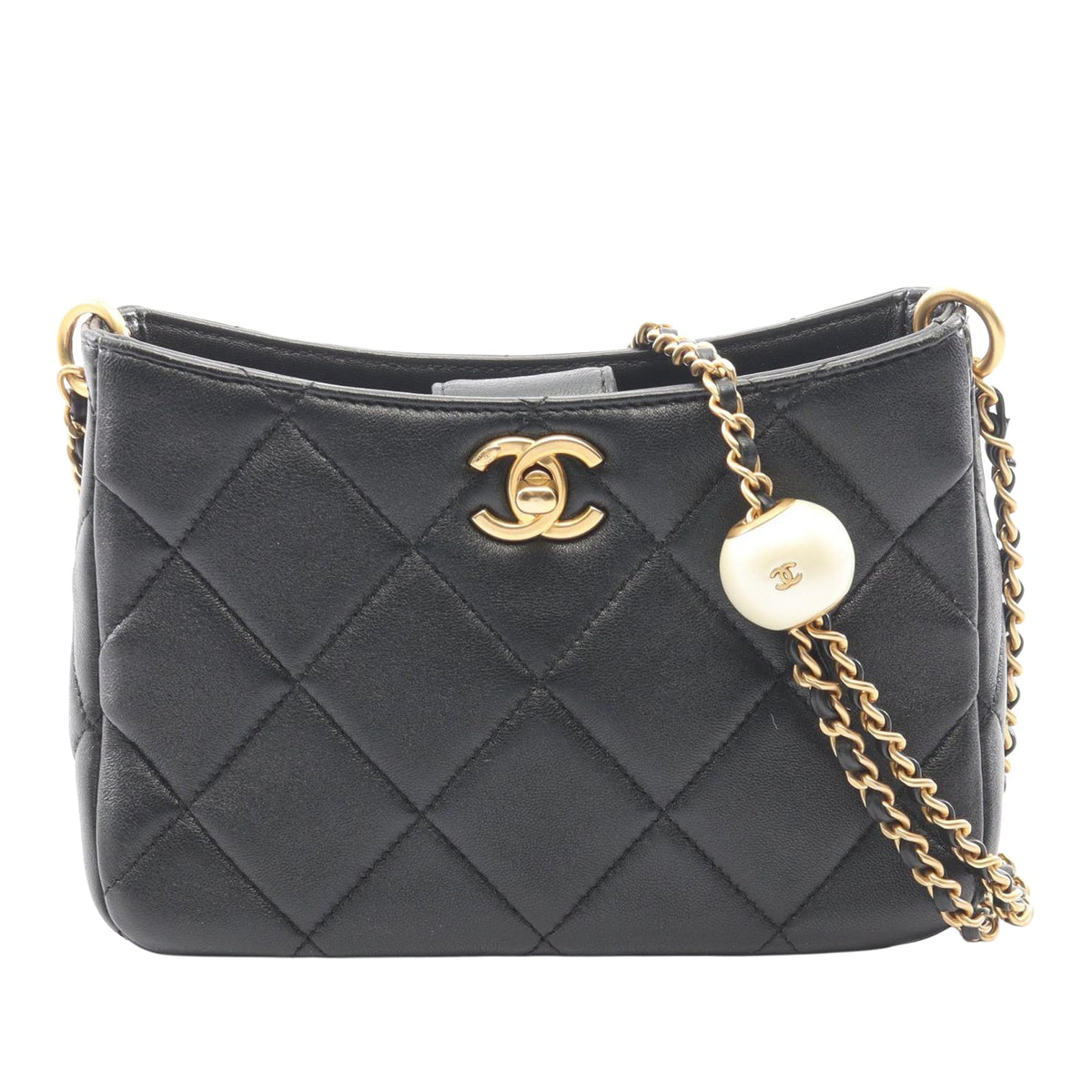 Chanel CC Quilted Lambskin Pearl Crossbody
