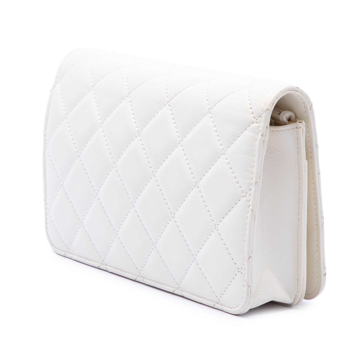Chanel CC Crinkled Chevron Calfskin Wallet On Chain