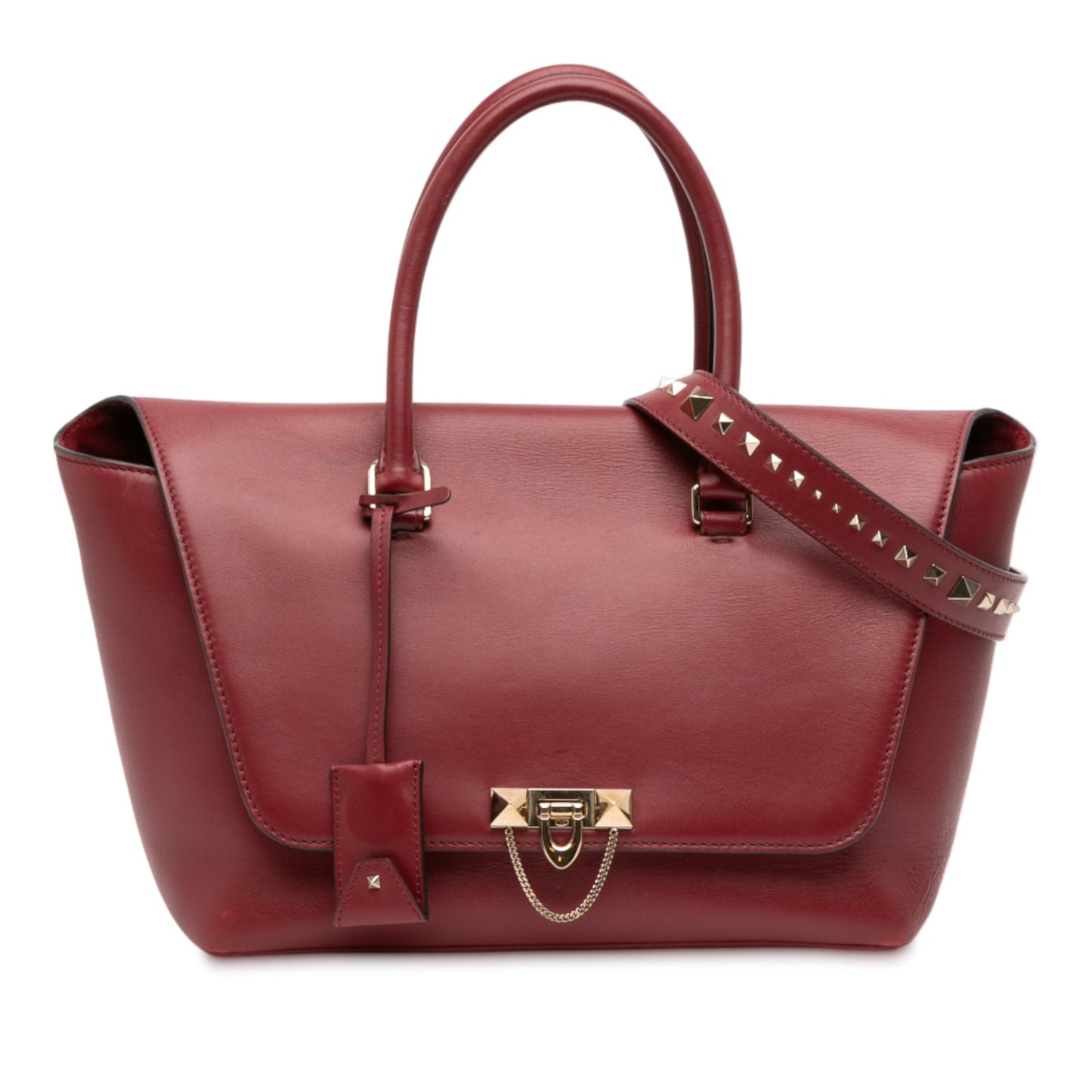 Valentino Leather Rockstud Demilune Satchel