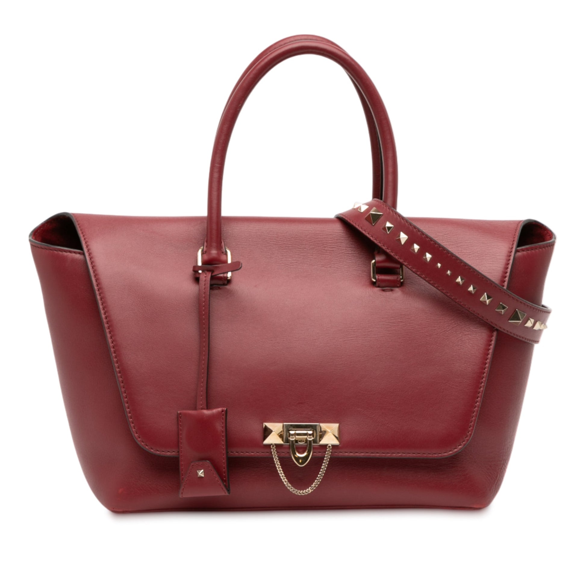 Valentino Leather Rockstud Demilune Satchel