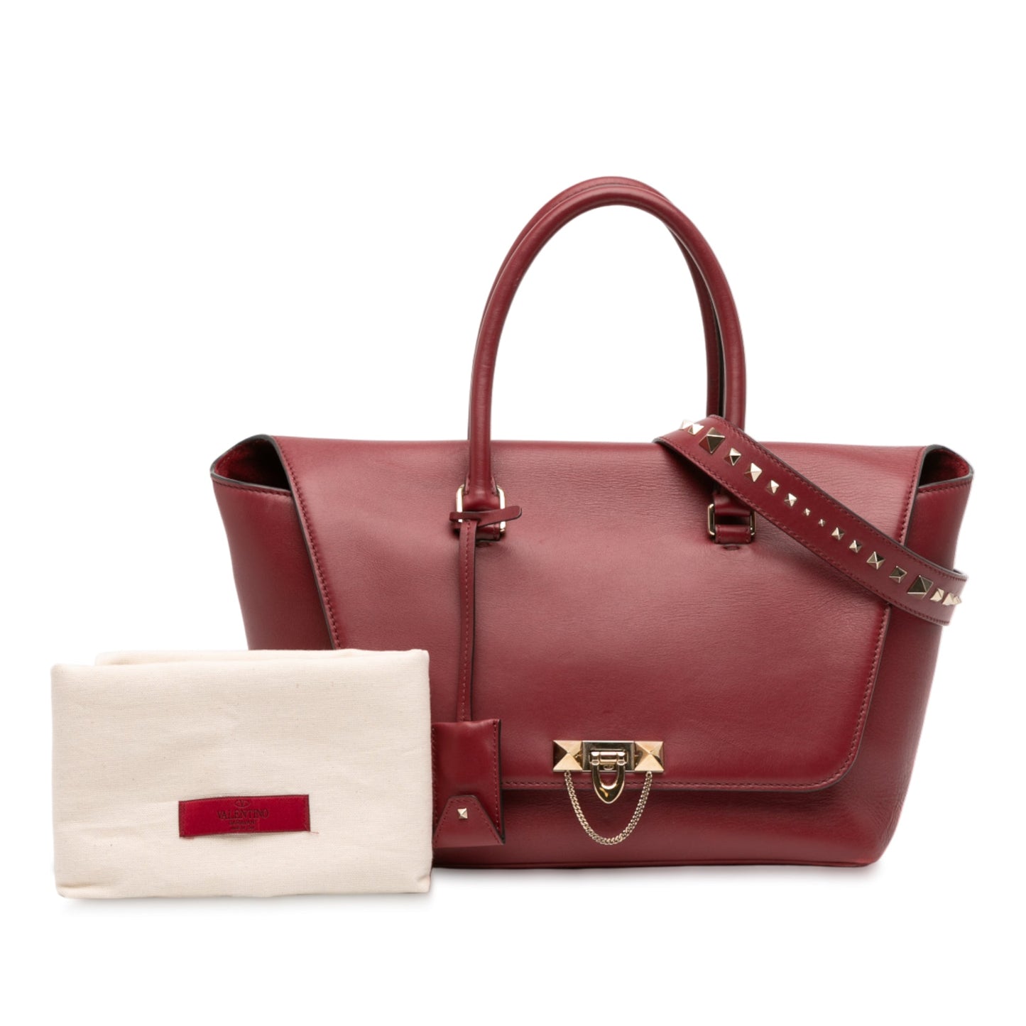 Valentino Leather Rockstud Demilune Satchel