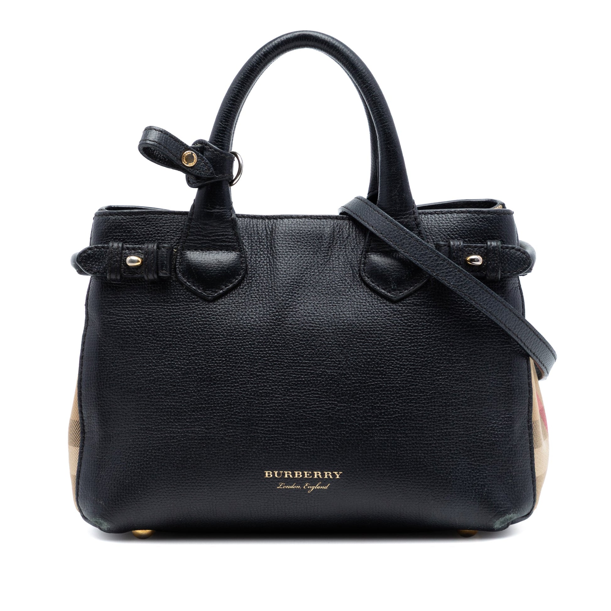 Burberry Small Derby Calfskin and House Check Banner Satchel