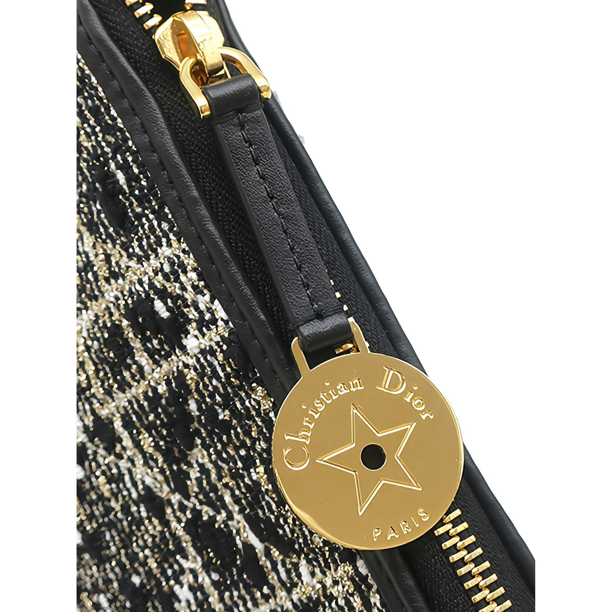 Dior Tweed Cannage Diorstar Hobo Bag with Chain — Black