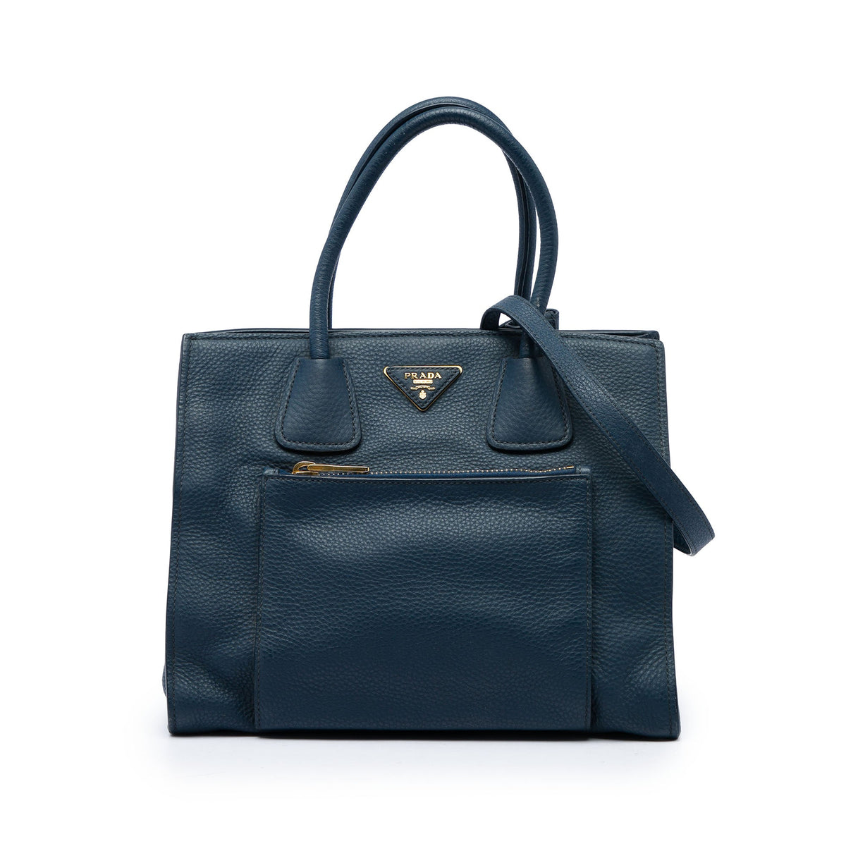 Prada Vitello Daino Front Pocket Open Convertible Tote