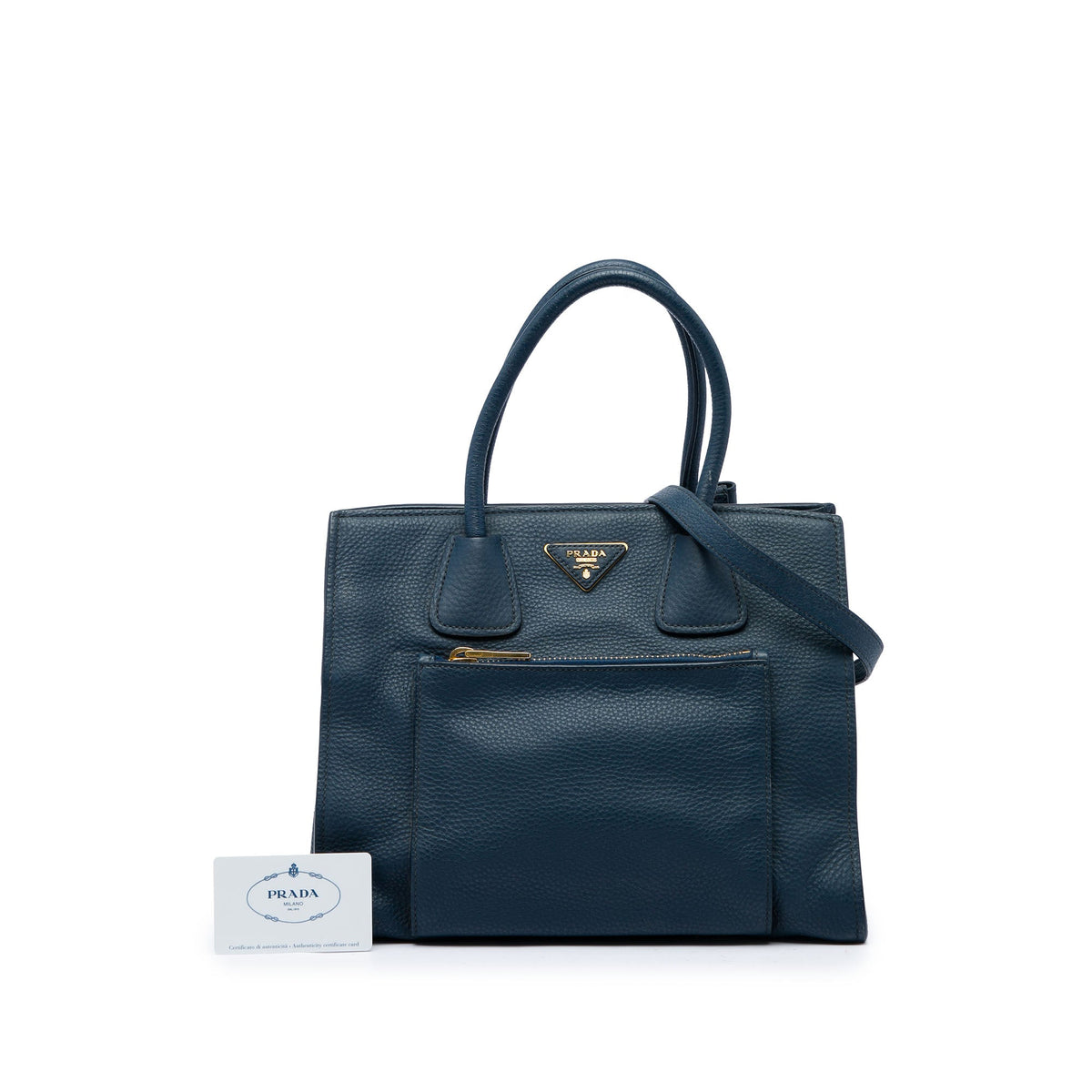 Prada Vitello Daino Front Pocket Open Convertible Tote