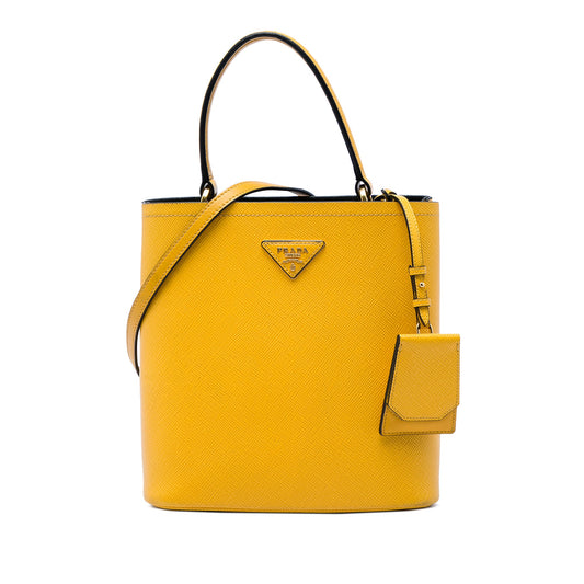 Prada Medium Saffiano Cuir Panier Bucket Bag — Yellow
