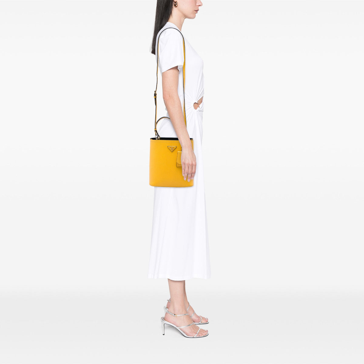 Prada Medium Saffiano Cuir Panier Bucket Bag — Yellow