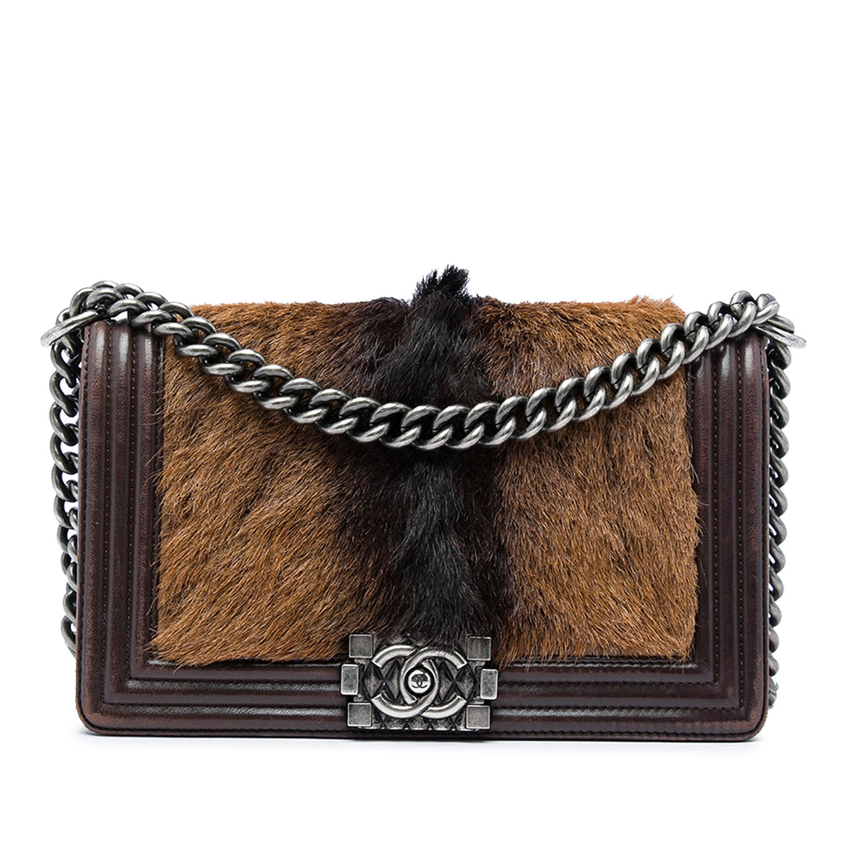 Chanel Old Medium Lambskin and Pony Hair Boy Flap — Brown