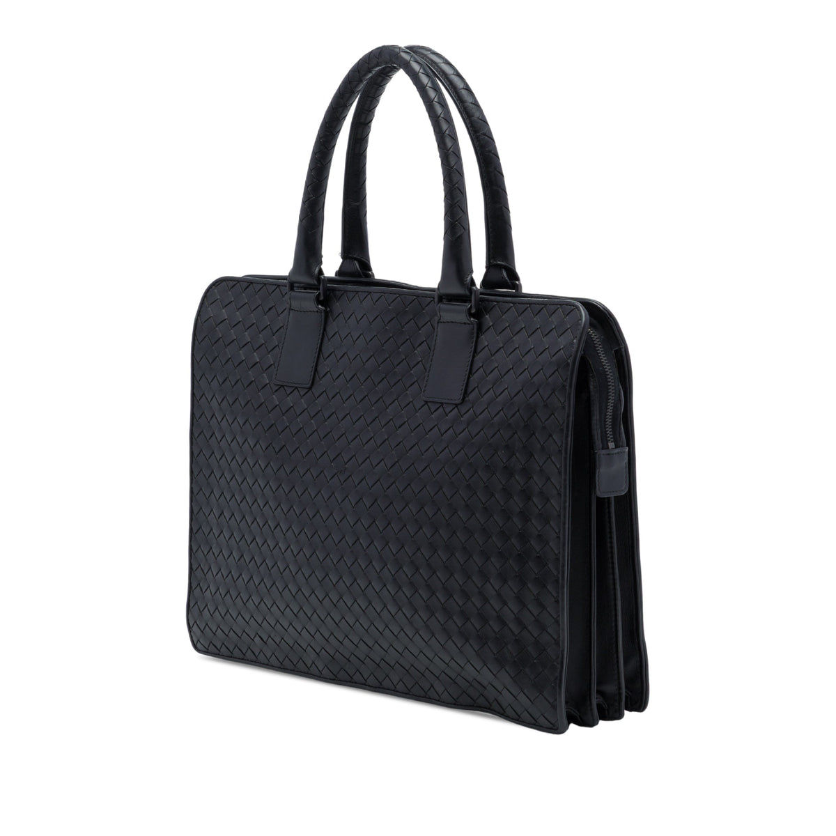 Bottega Veneta Nappa Intrecciato Business Bag — Black