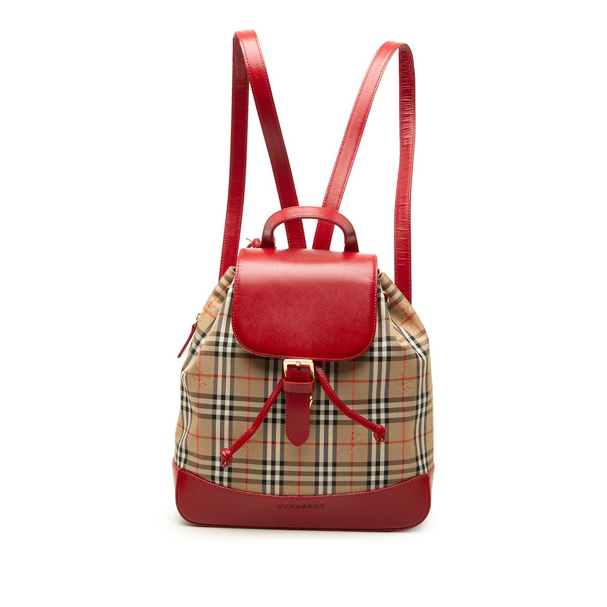 Burberry Haymarket Check Canvas Backpack — Red