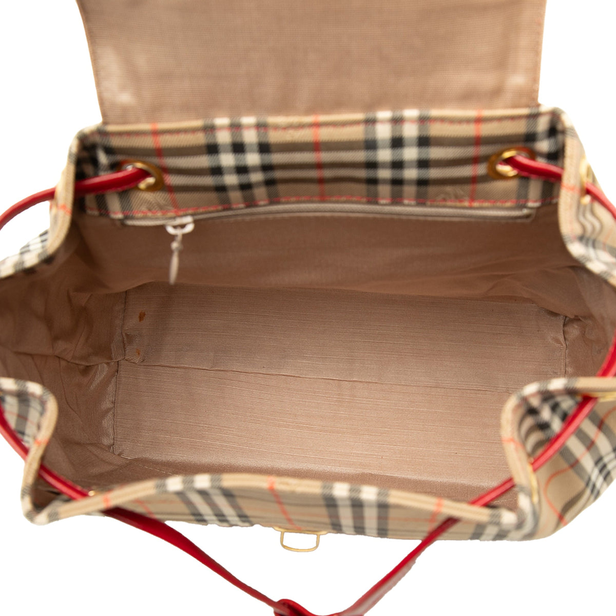 Burberry Haymarket Check Canvas Backpack — Red