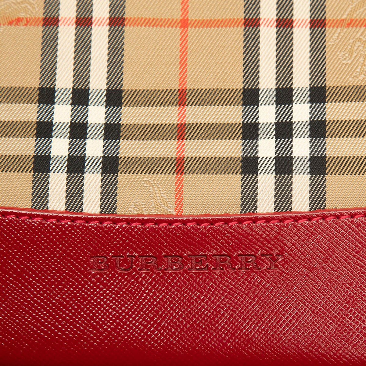 Burberry Haymarket Check Canvas Backpack — Red