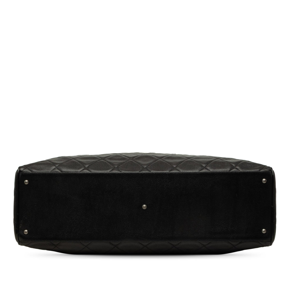 Chanel Large Quilted Caviar and Patent Logo Bowler Bag — Black