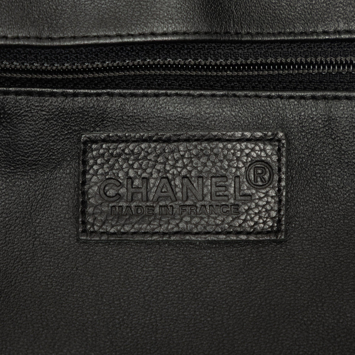 Chanel Large Quilted Caviar and Patent Logo Bowler Bag — Black