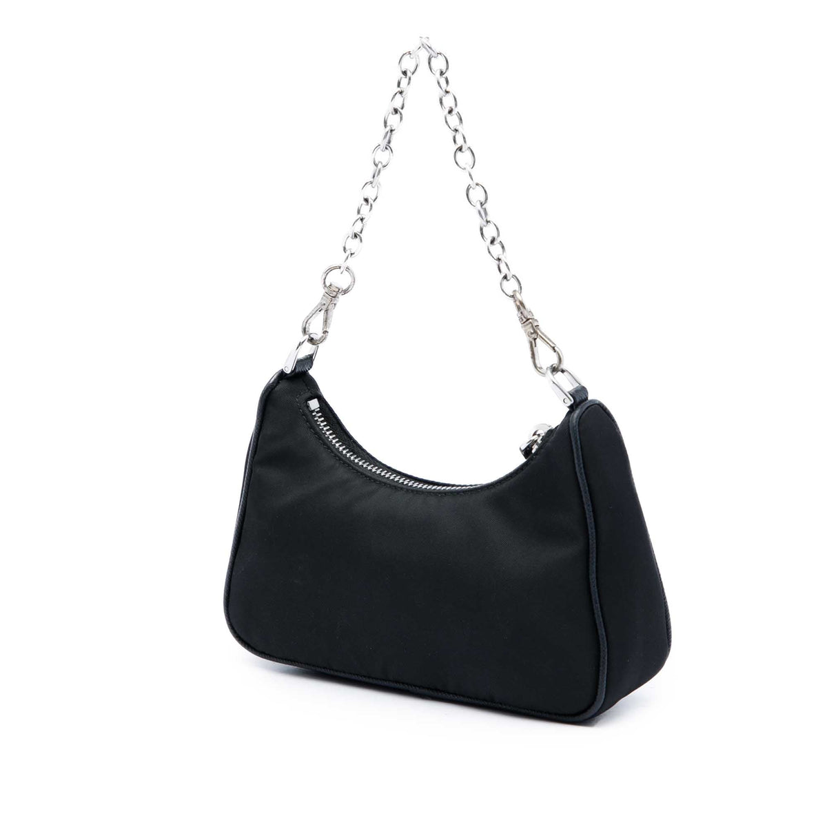 Prada Mini Saffiano Trimmed Tessuto Re Edition 2005 Satchel — Black