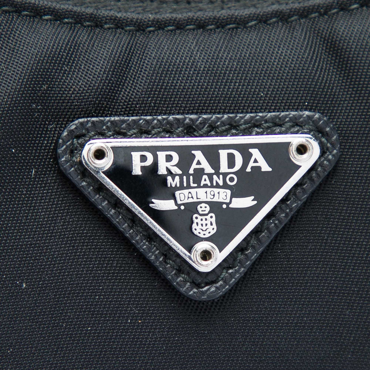 Prada Mini Saffiano Trimmed Tessuto Re Edition 2005 Satchel — Black