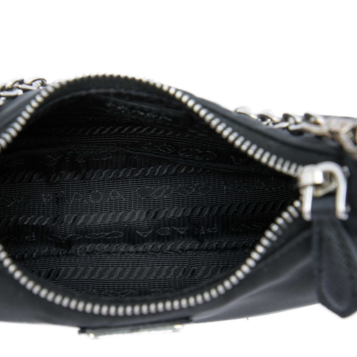 Prada Mini Saffiano Trimmed Tessuto Re Edition 2005 Satchel — Black