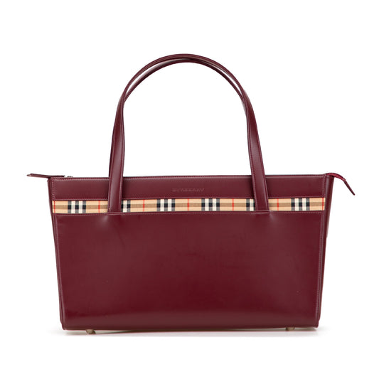 Burberry House Check Trimmed Leather Handbag