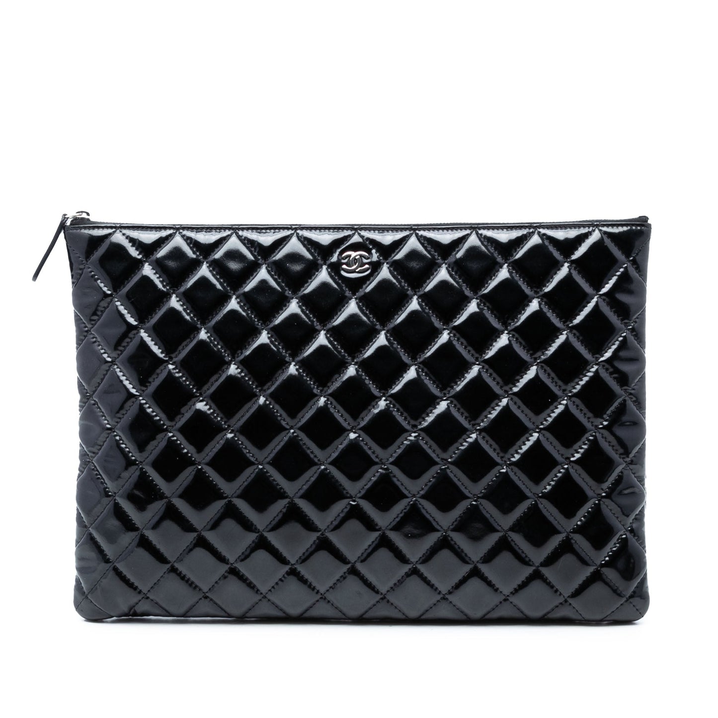 Chanel Large Quilted Patent O Case Clutch