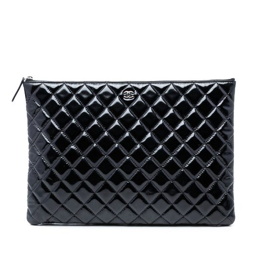 Chanel Large Quilted Patent O Case Clutch