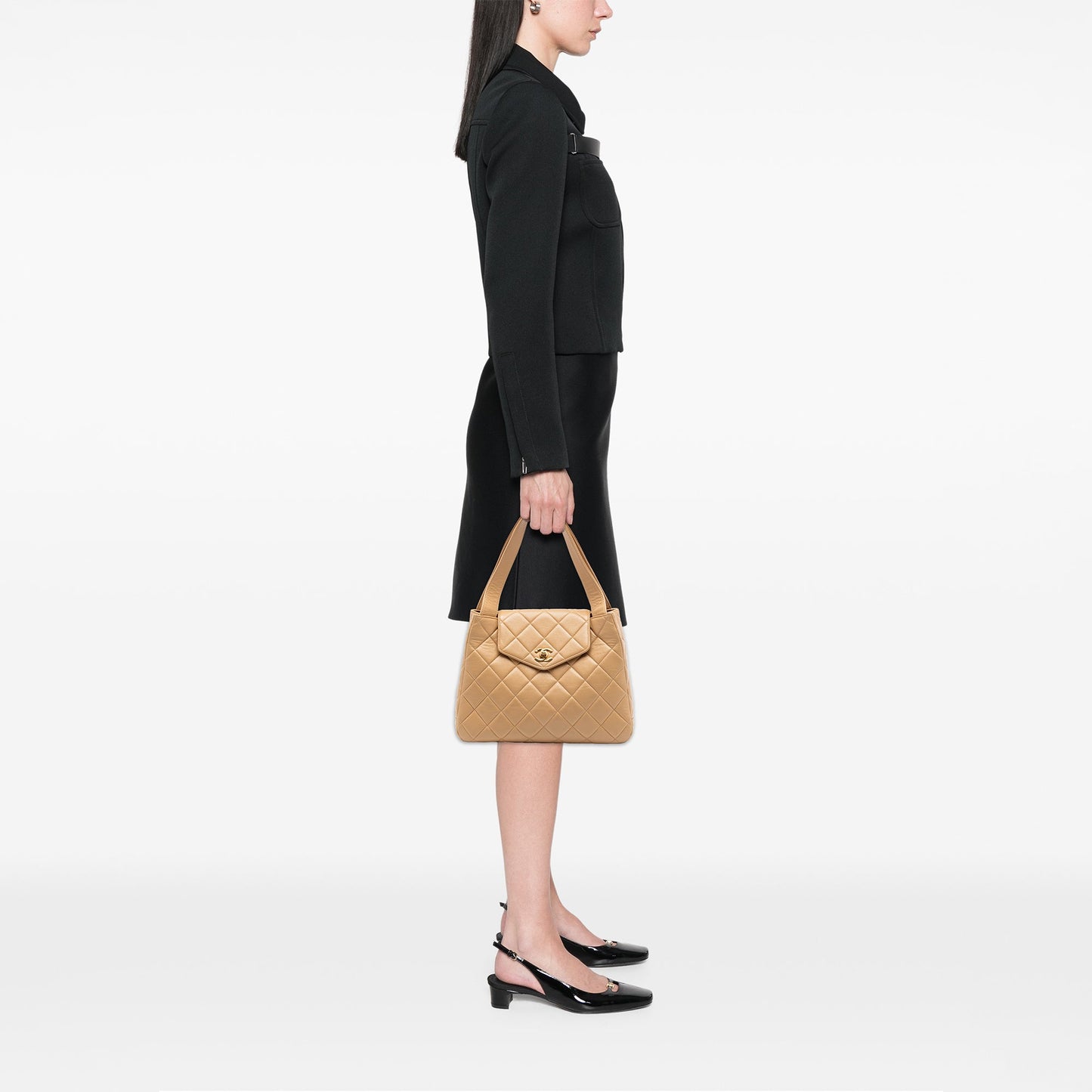 Chanel CC Quilted Lambskin Top Handle Flap