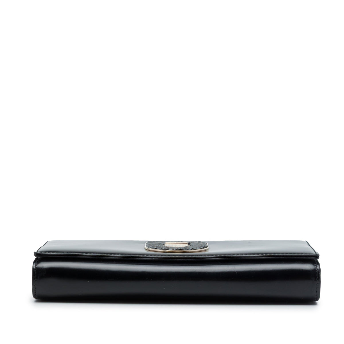 Dior Leather Sequin Diorama Wallet On Chain — Black