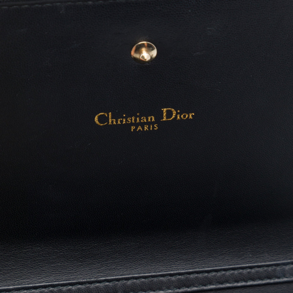 Dior Leather Sequin Diorama Wallet On Chain — Black