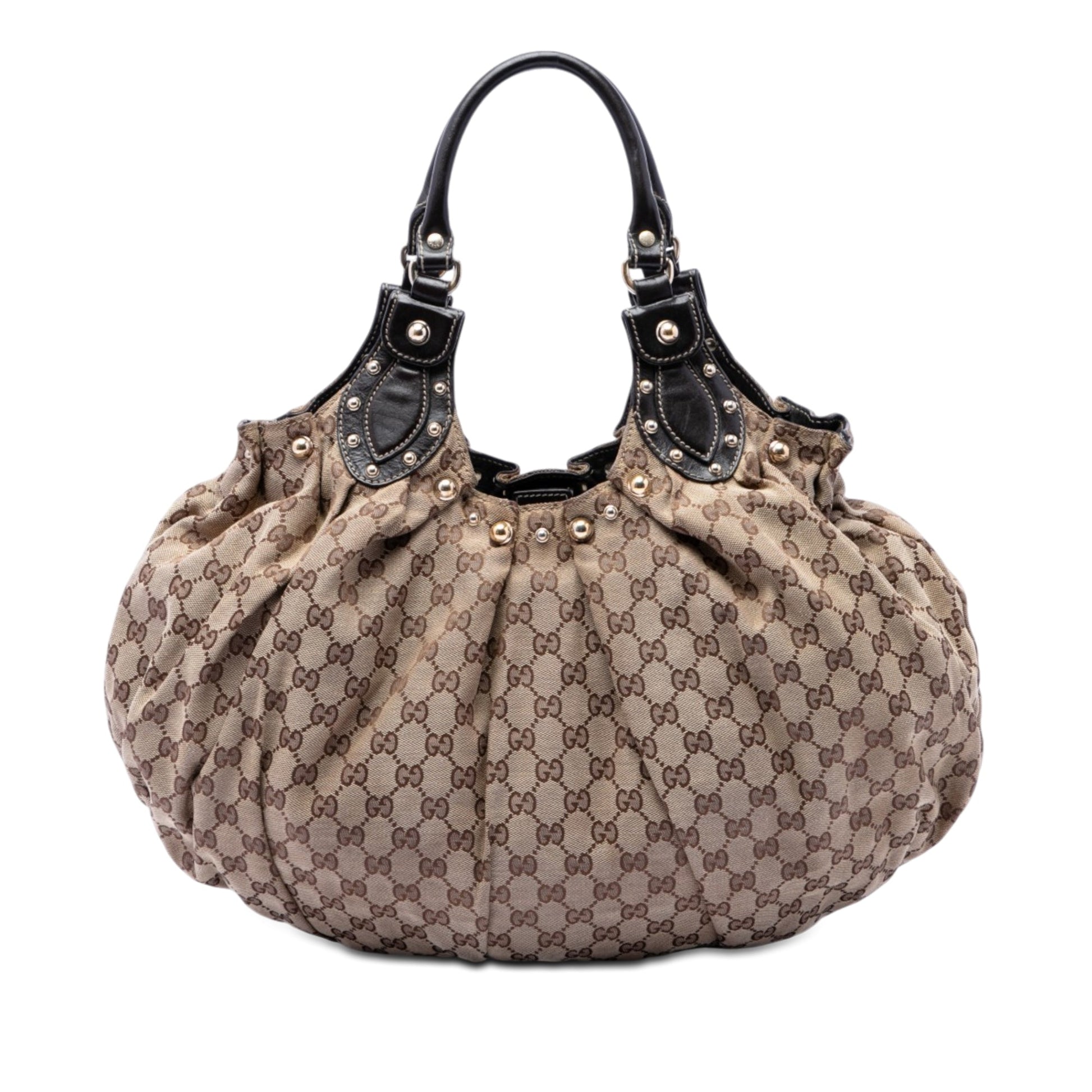 Gucci GG Canvas Studded Pelham Hobo Bag