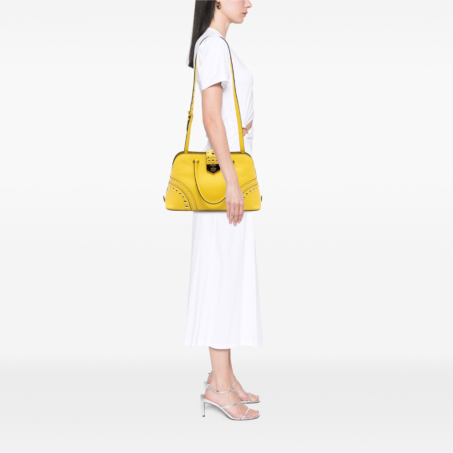 Studded Saffiano Cuir Promenade Satchel