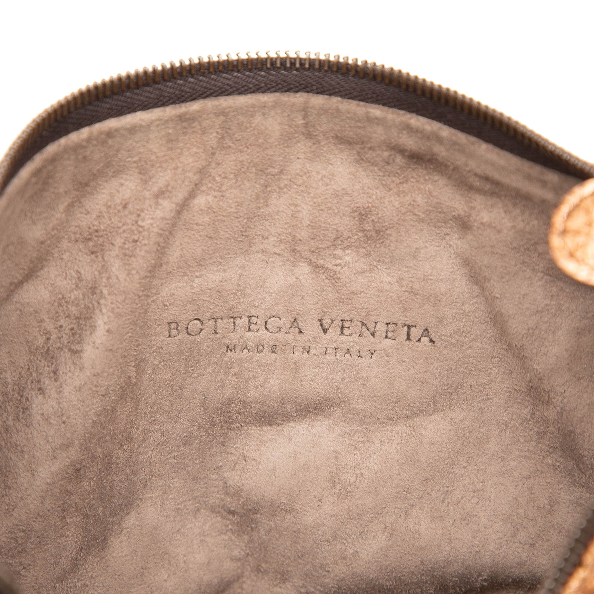 Bottega Veneta Intrecciato Trimmed Metallic Leather Crossbody