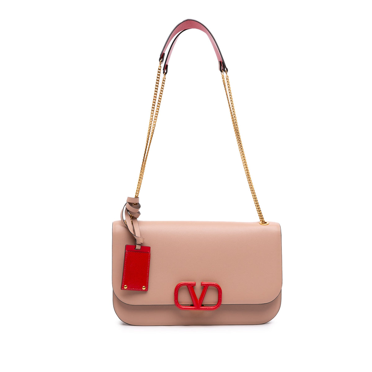 Valentino Medium Leather VLock Shoulder Bag — Brown