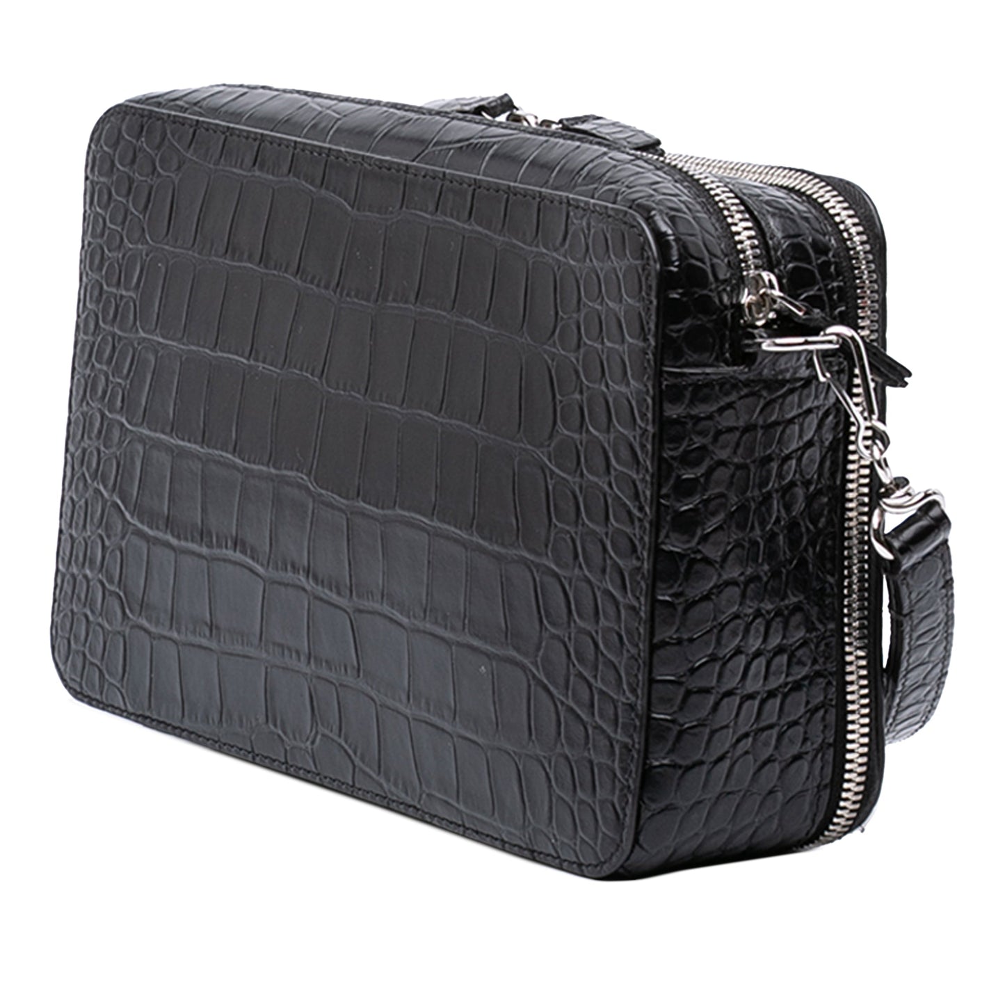 Balenciaga Croc Embossed Leather Wristlet Clutch