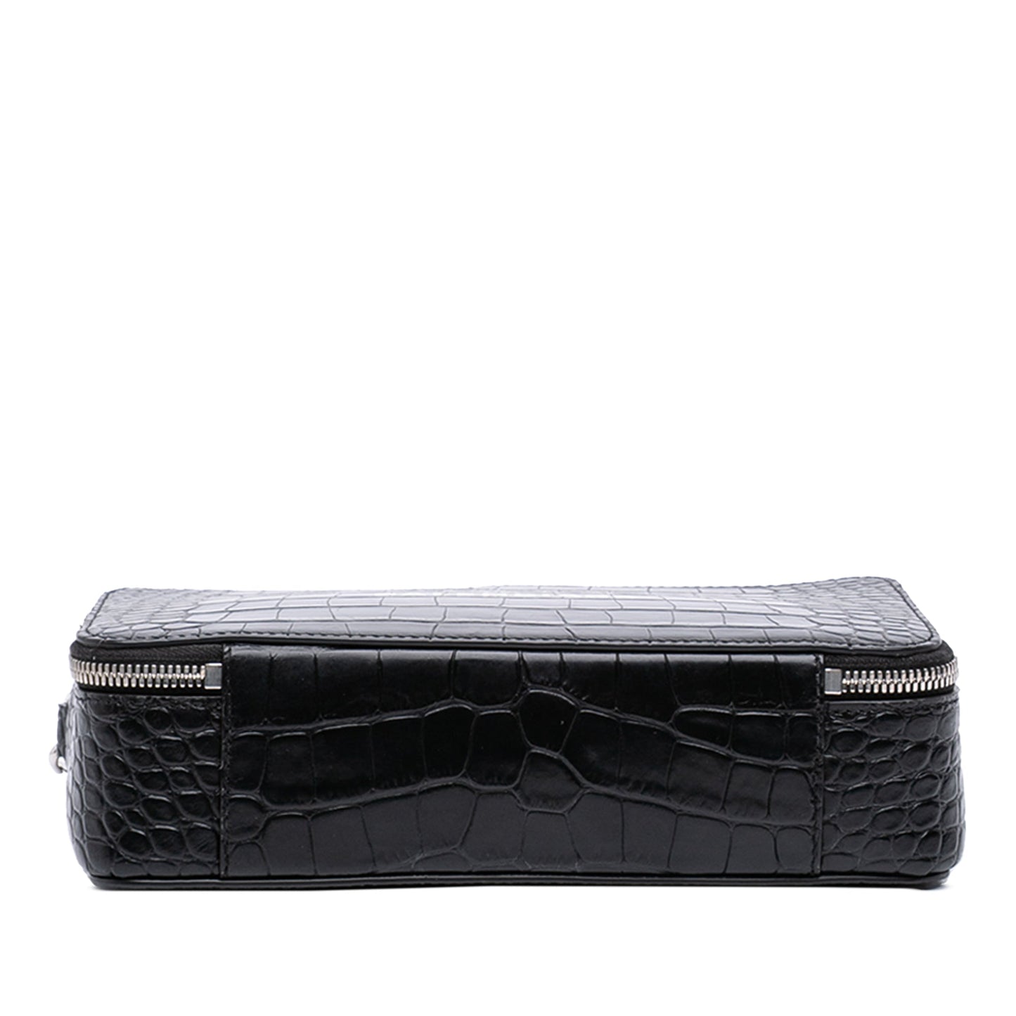 Balenciaga Croc Embossed Leather Wristlet Clutch