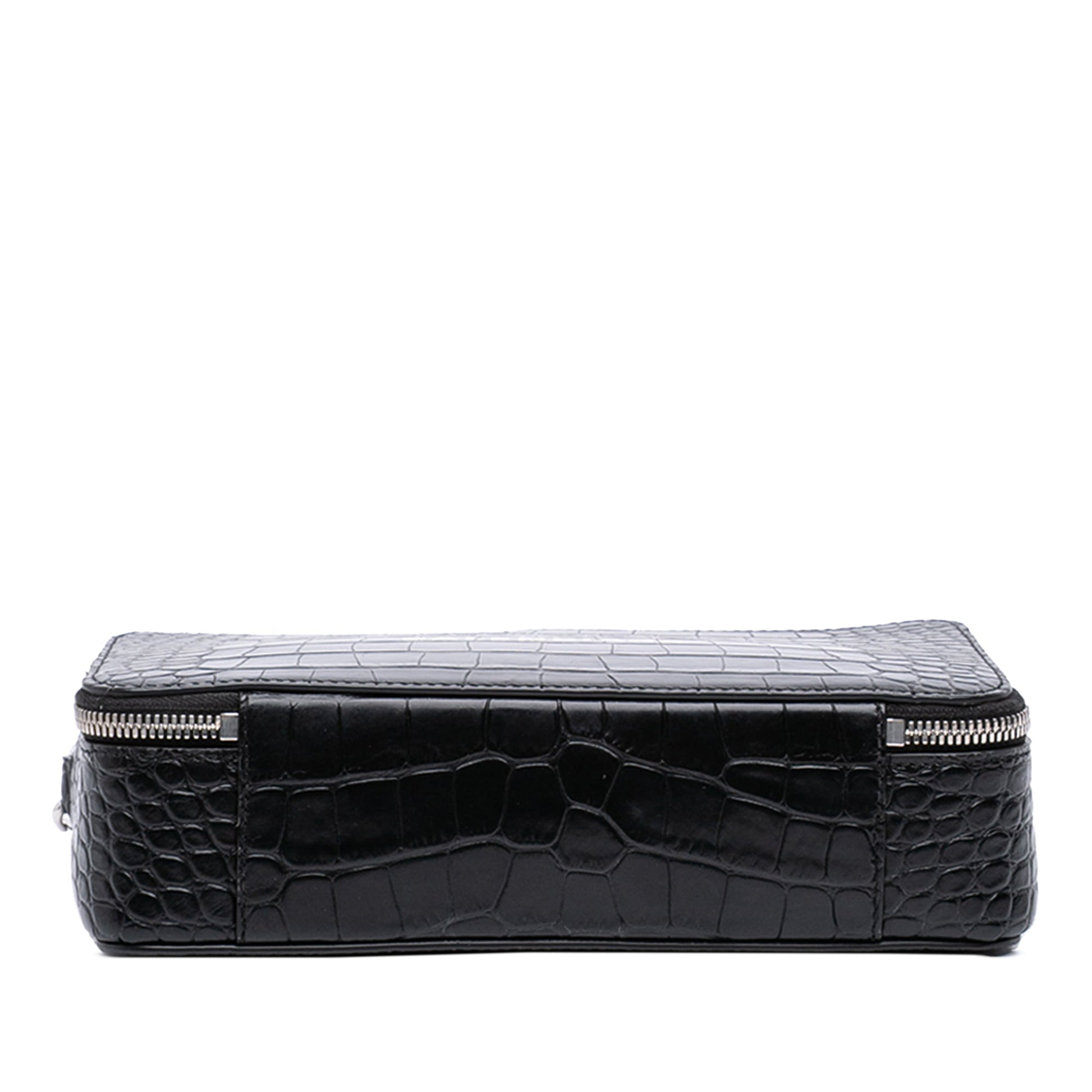 Balenciaga Croc Embossed Leather Wristlet Clutch