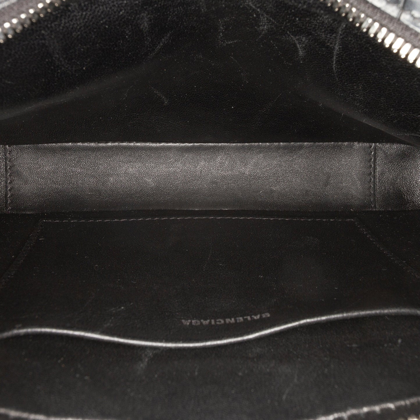 Balenciaga Croc Embossed Leather Wristlet Clutch