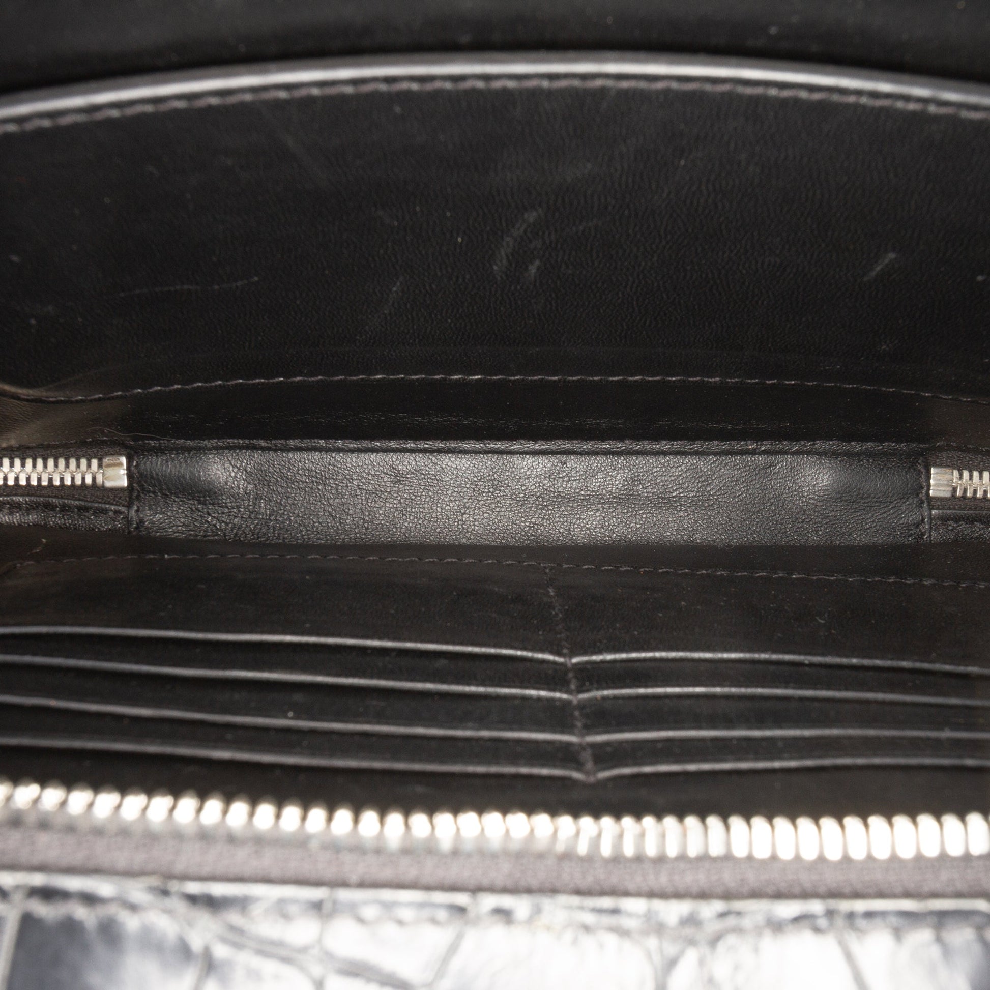 Balenciaga Croc Embossed Leather Wristlet Clutch