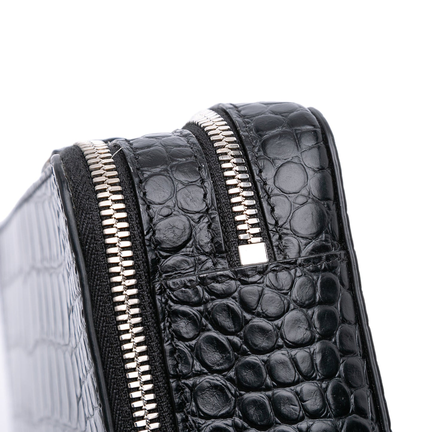 Balenciaga Croc Embossed Leather Wristlet Clutch