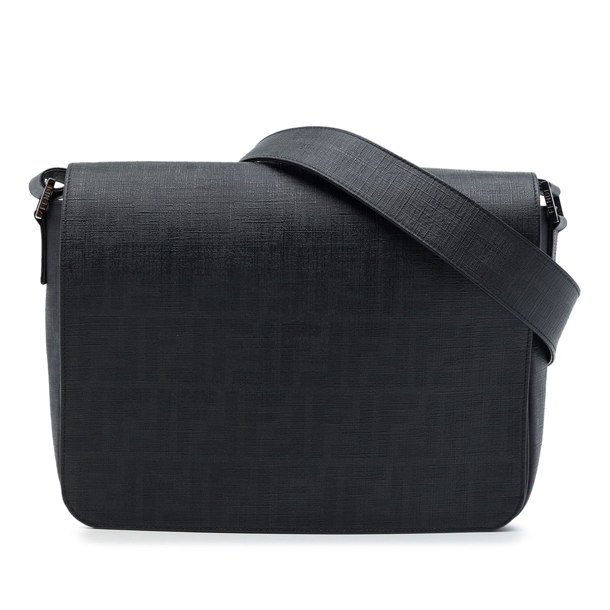 Fendi Zucca Spalmati Flap Crossbody — Black