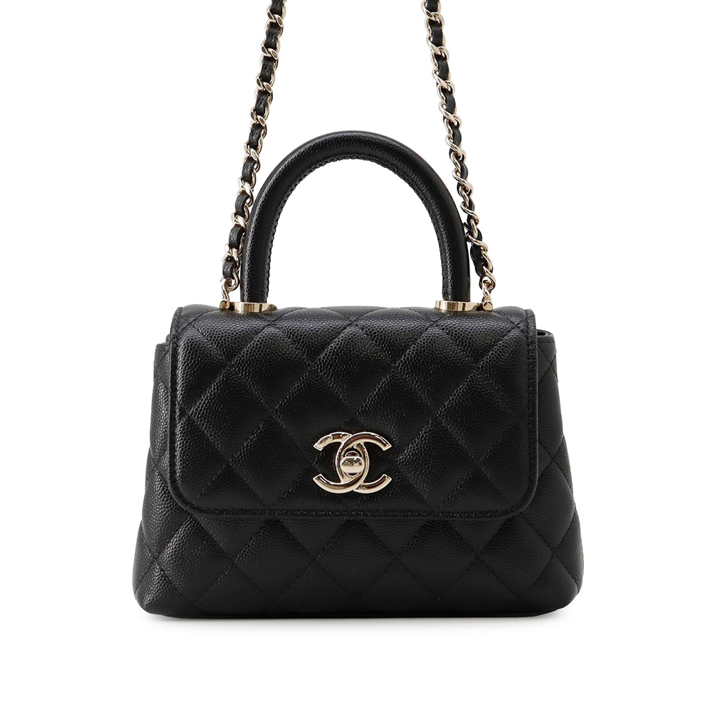 Chanel Extra Mini Quilted Caviar Coco Top Handle Bag