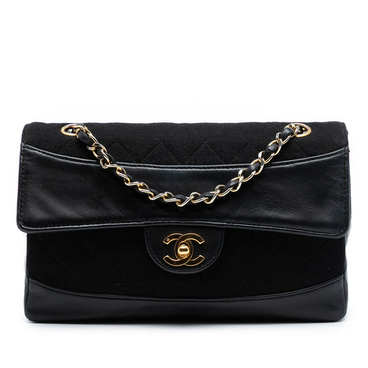 Chanel CC Quilted Jersey and Lambskin Flap