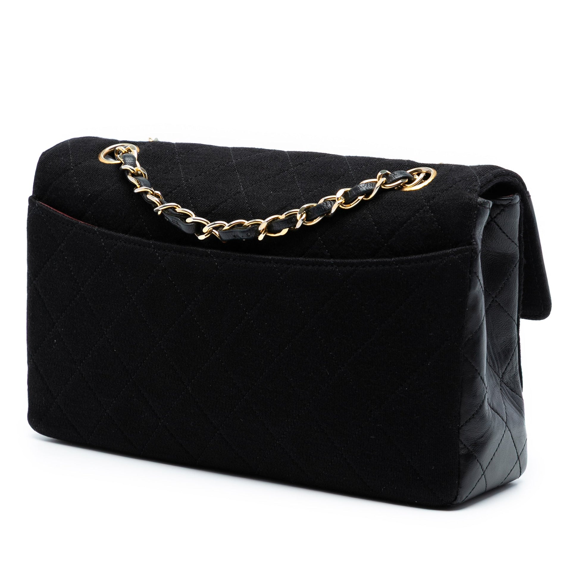 Chanel CC Quilted Jersey and Lambskin Flap