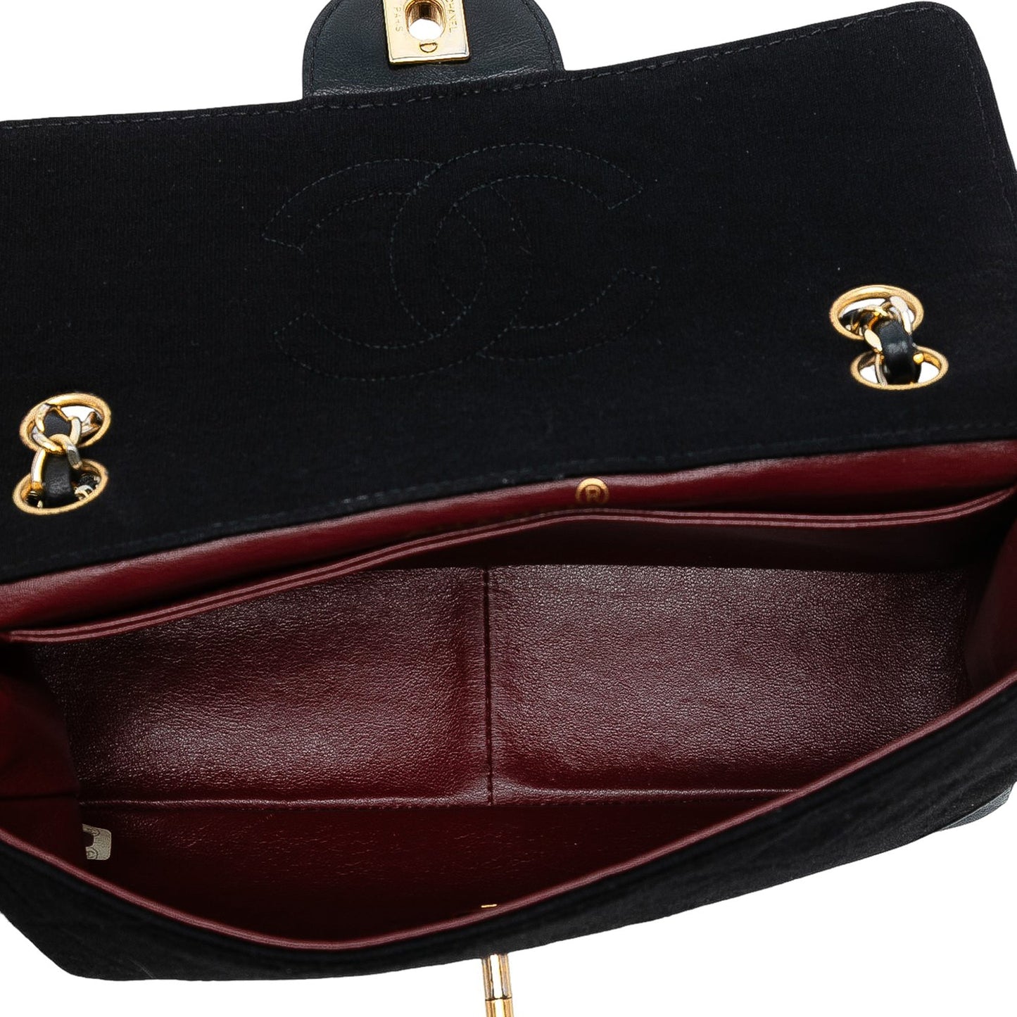 Chanel CC Quilted Jersey and Lambskin Flap