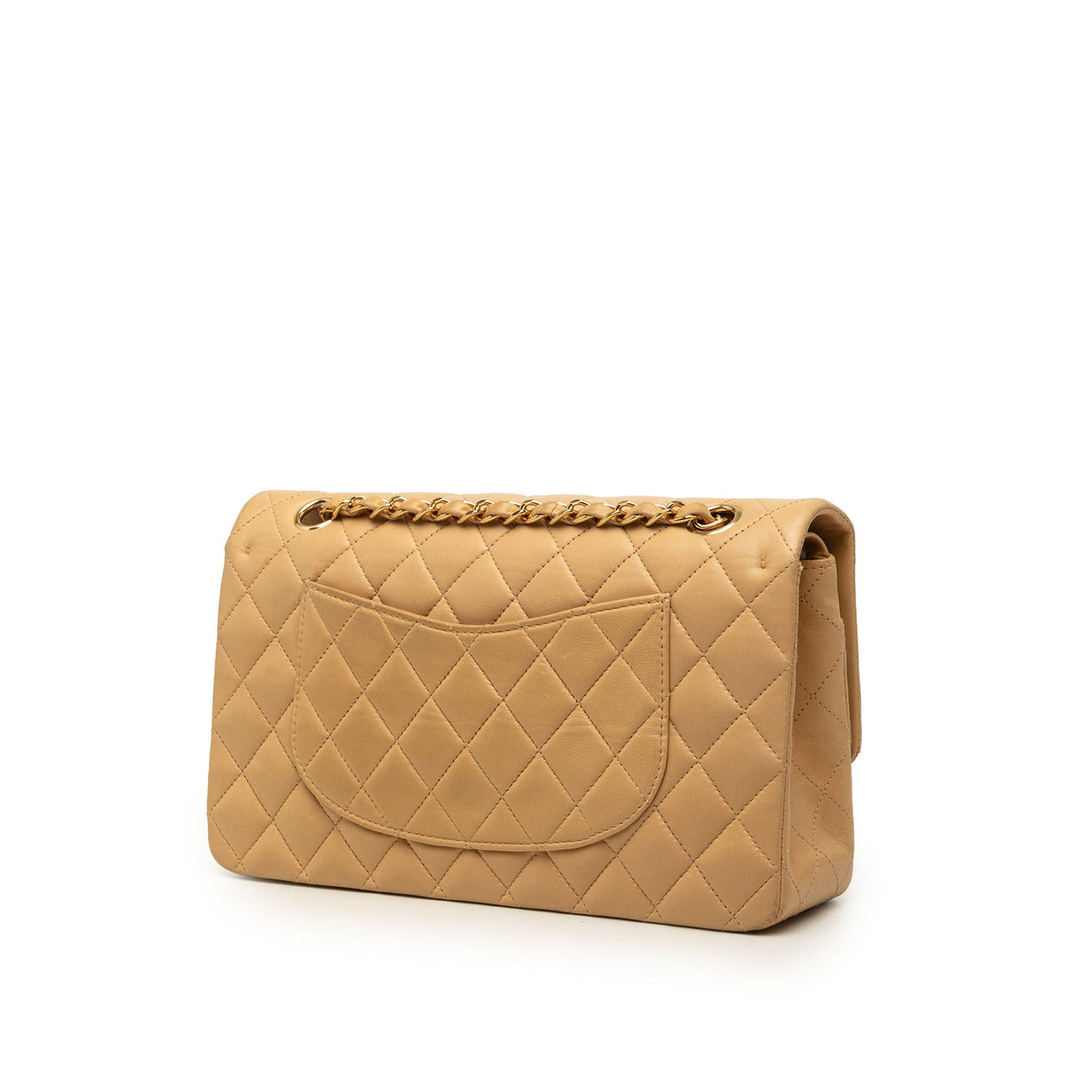 Chanel Medium Classic Lambskin Double Flap — Beige
