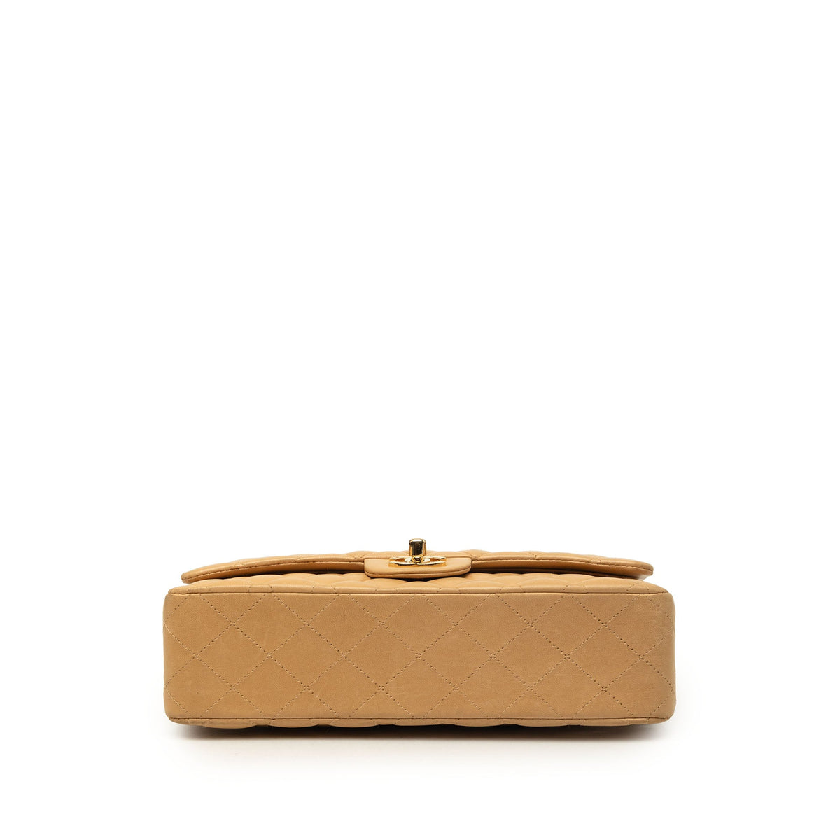 Chanel Medium Classic Lambskin Double Flap — Beige
