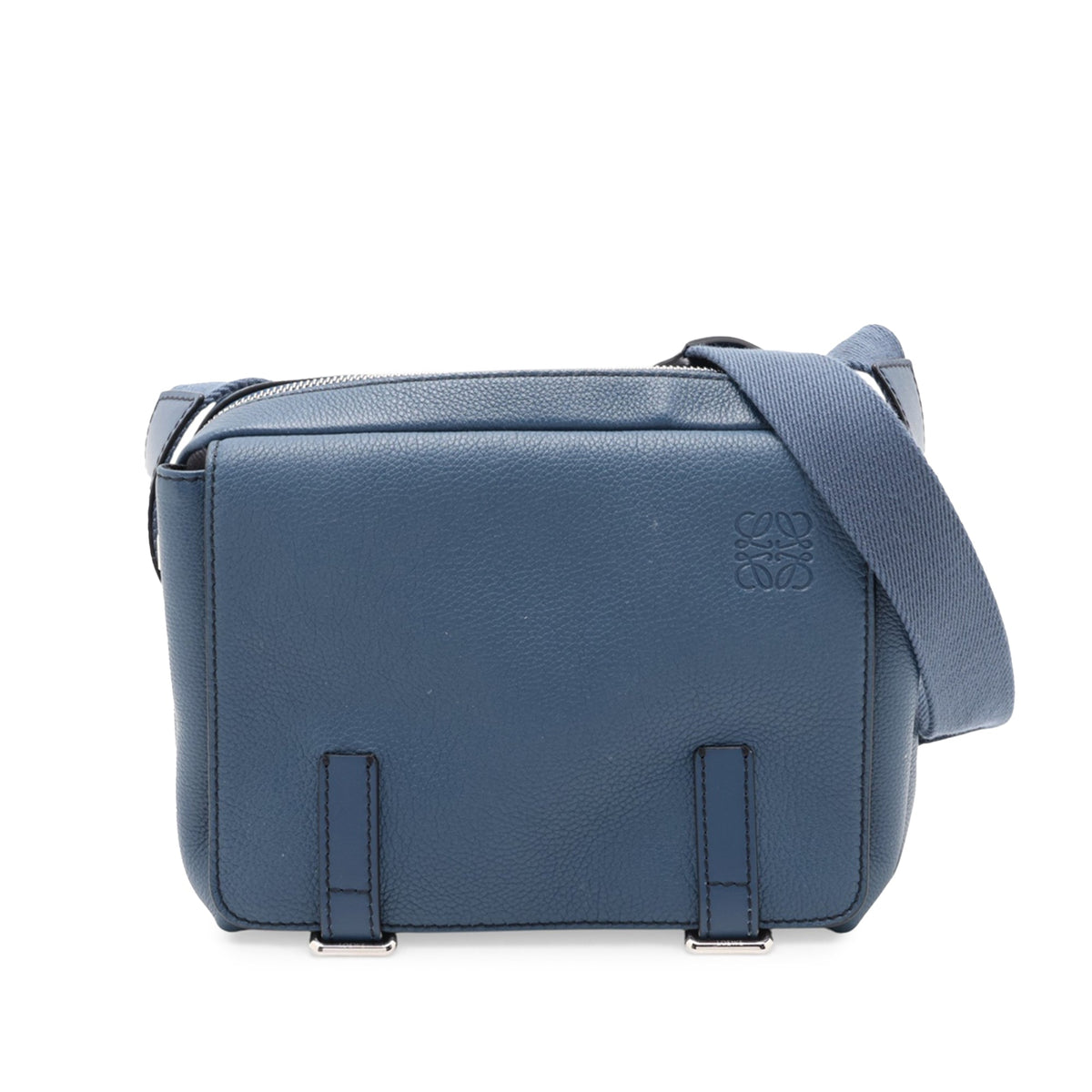 LOEWE Soft Grained Calfskin Military Messenger Bag XS — Blue