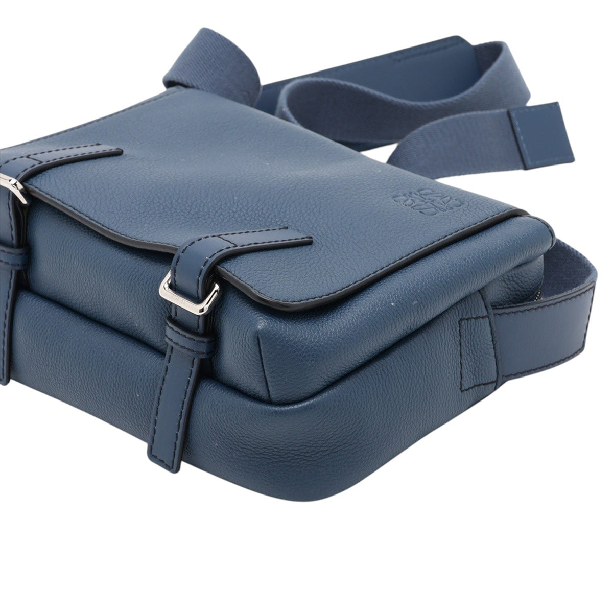 LOEWE Soft Grained Calfskin Military Messenger Bag XS — Blue