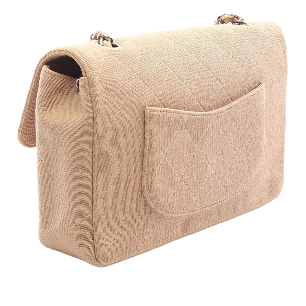 Chanel Medium Classic Jersey Single Flap — Beige